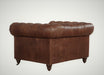 Century Chesterfield Arm Chair - Medium Brown Leather - Crafters and Weavers