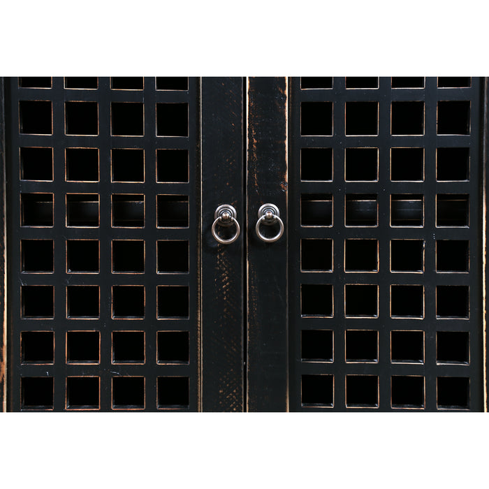 Asbury 6 Door Antiqued Black Sideboard - 88" - Crafters and Weavers