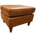 English Stationary Leather Ottoman - Light Brown - Crafters and Weavers
