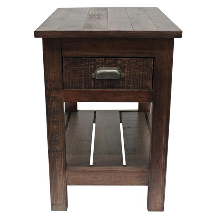 Emerson 1 Drawer Side Table - Rustic Walnut - Crafters and Weavers