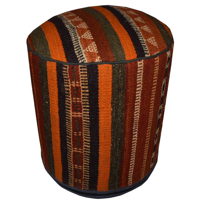 One of a Kind Kilim Rug Pouf Ottoman foot stool - #80 - Crafters and Weavers