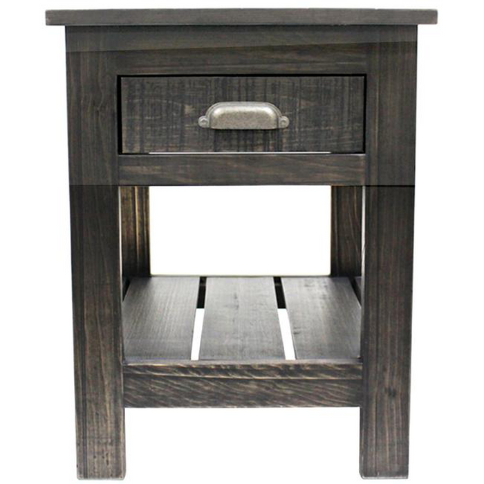 Emerson 1 Drawer Side Table - Distressed Black - Crafters and Weavers