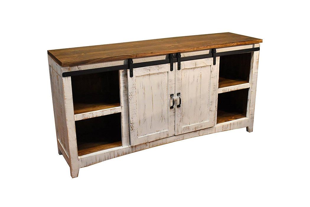 Greenview Sliding Door White Console - 68" - Crafters and Weavers