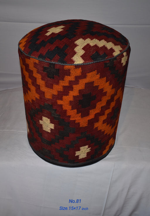 One of a Kind Kilim Rug Pouf Ottoman foot stool - #81 - Crafters and Weavers