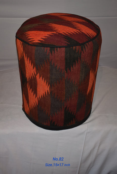 One of a Kind Kilim Rug Pouf Ottoman foot stool - #82 - Crafters and Weavers