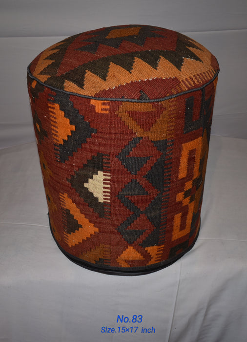 One of a Kind Kilim Rug Pouf Ottoman foot stool - #83 - Crafters and Weavers