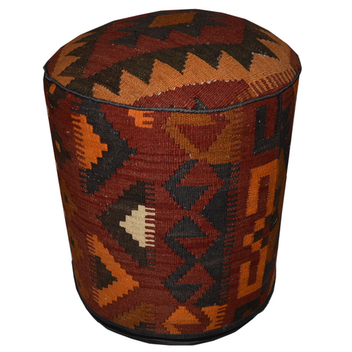 One of a Kind Kilim Rug Pouf Ottoman foot stool - #83 - Crafters and Weavers