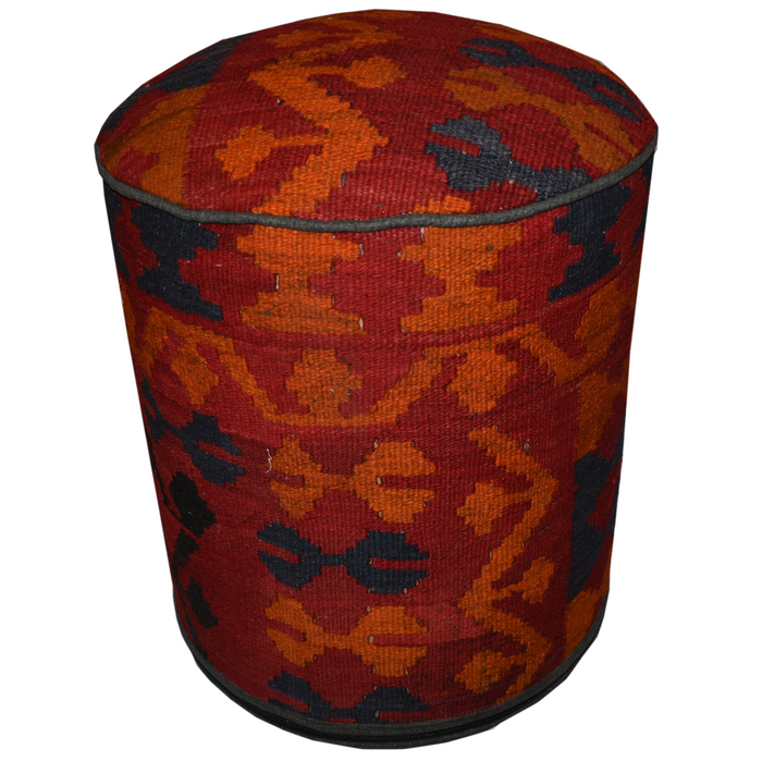 One of a Kind Kilim Rug Pouf Ottoman foot stool - #84 - Crafters and Weavers