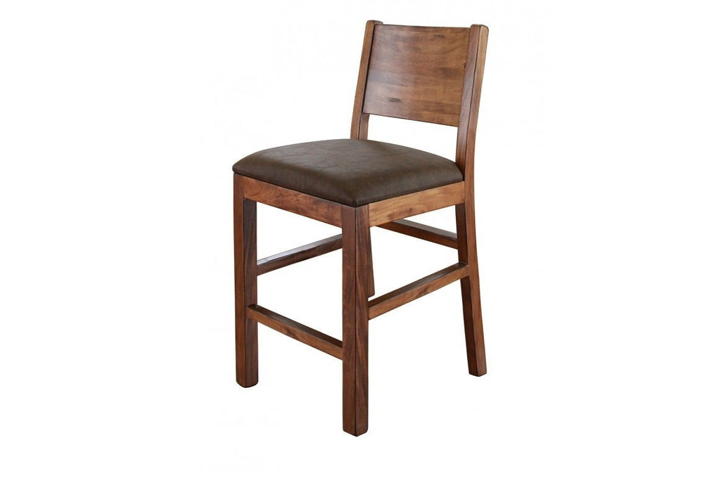 Set of 2 Granville Parota Solid Back Bar Stool - Crafters and Weavers