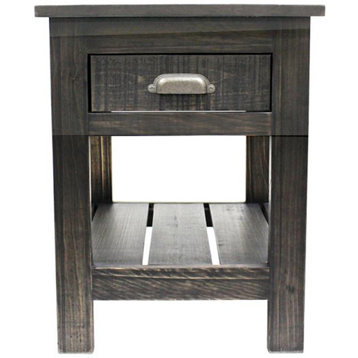 Emerson 1 Drawer Side Table - Distressed Black - Crafters and Weavers