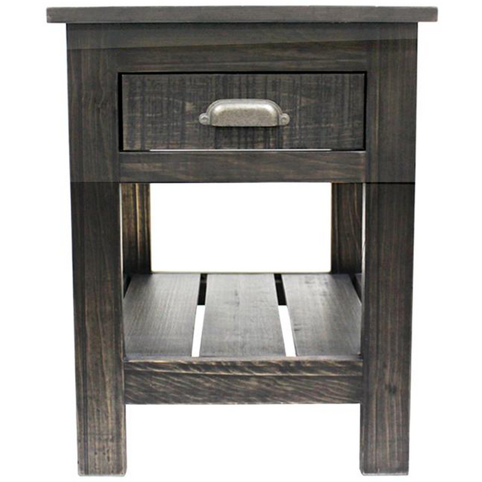 Emerson 1 Drawer Side Table - Distressed Black - Crafters and Weavers