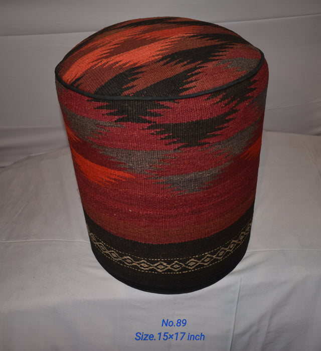 One of a Kind Kilim Rug Pouf Ottoman foot stool - #89 - Crafters and Weavers
