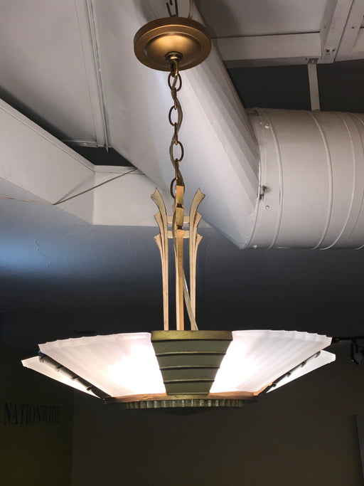 1930’s Art Deco Slip Shade Hanging Light Fixture - Crafters and Weavers