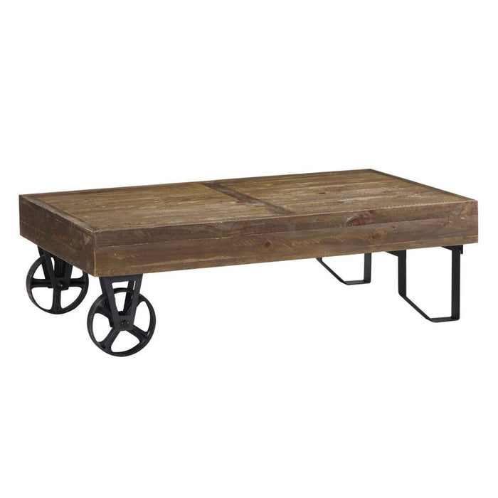 Harding Reclaimed Wood Industrial Cart Coffee Table - Crafters and Weavers