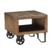 Harding Reclaimed Wood Industrial Cart End Tabe - Crafters and Weavers