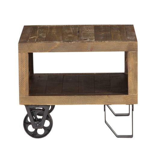 Harding Reclaimed Wood Industrial Cart End Tabe - Crafters and Weavers