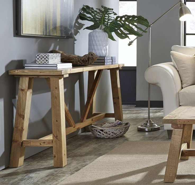 Elm Grove Reclaimed Wood Trestle Console Table - Crafters and Weavers