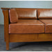 Arts and Crafts / Craftsman Cubic Panel Side Sofa - Russet Brown Leather (RB2) - Crafters and Weavers