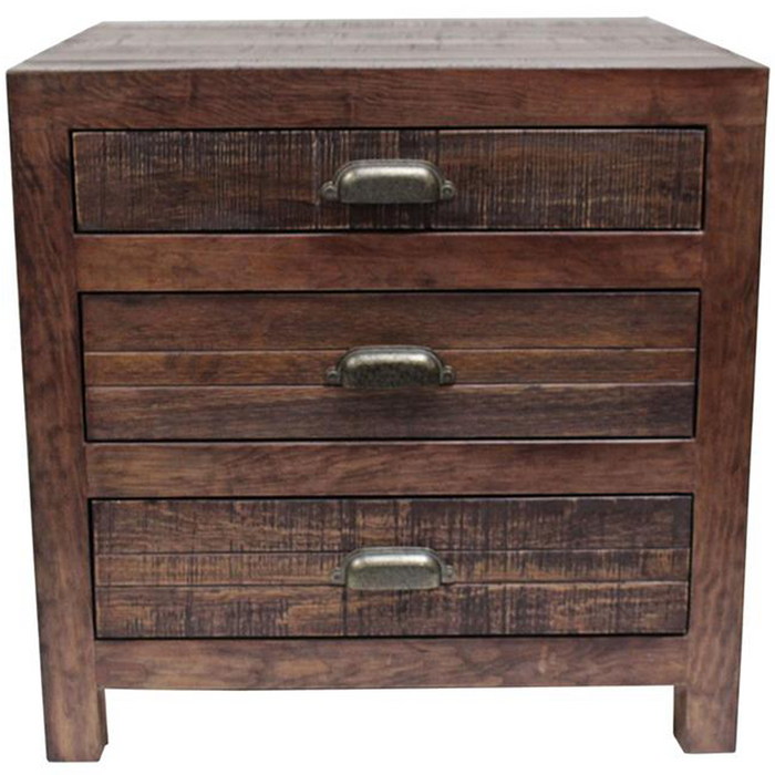 Emerson 3 Drawer Nightstand - Rustic Walnut - Crafters and Weavers