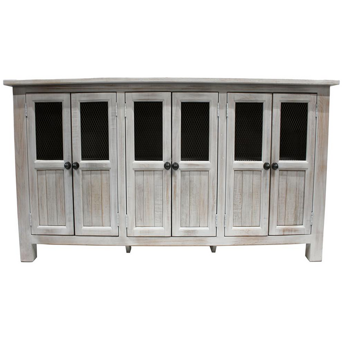 Gaines 6 Door Sideboard - Distressed White - 72" - Crafters and Weavers