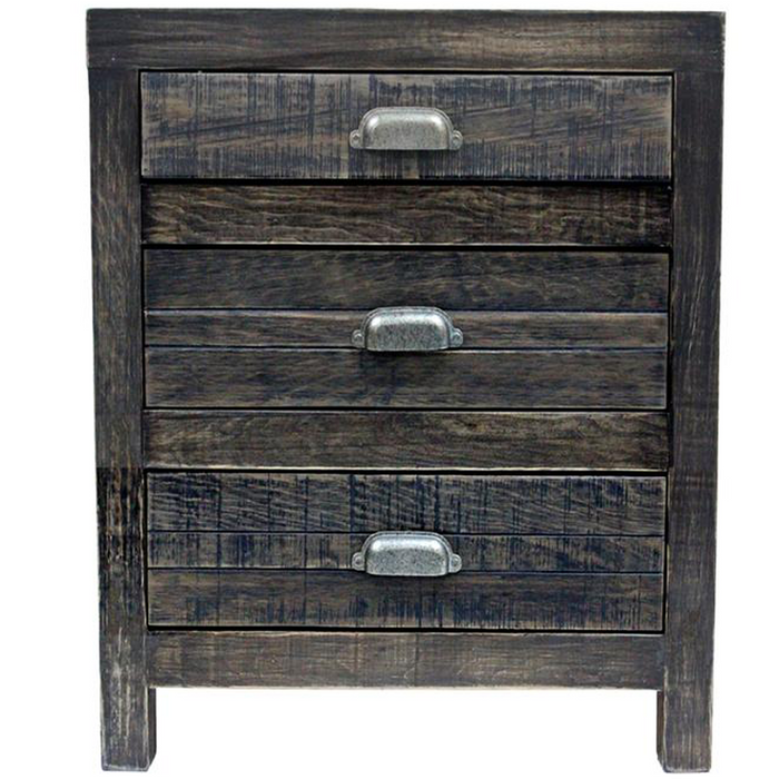Emerson 3 Drawer Nightstand - Distressed Black - Crafters and Weavers