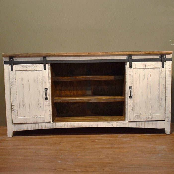 Greenview Sliding Door White Console - 68" - Crafters and Weavers