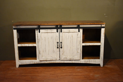 Greenview Sliding Door White Console - 68" - Crafters and Weavers