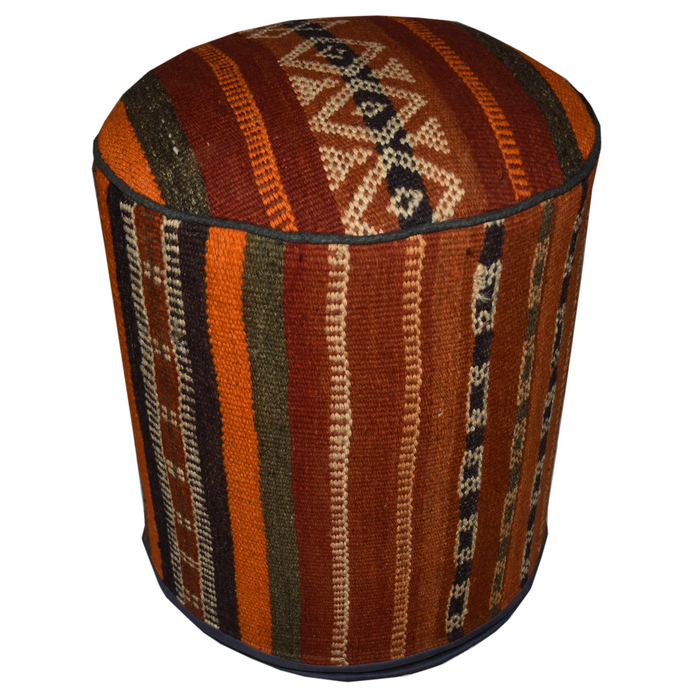 One of a Kind Kilim Rug Pouf Ottoman foot stool - #91 - Crafters and Weavers