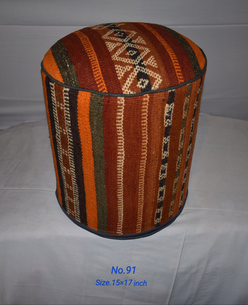 One of a Kind Kilim Rug Pouf Ottoman foot stool - #91 - Crafters and Weavers