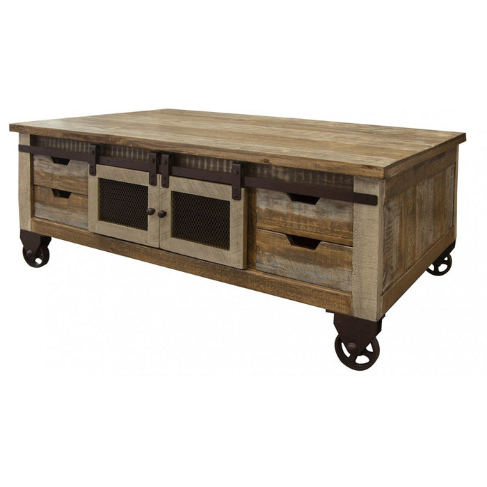 Bayshore Sliding Door 8 Drawer Coffee Table - Crafters and Weavers