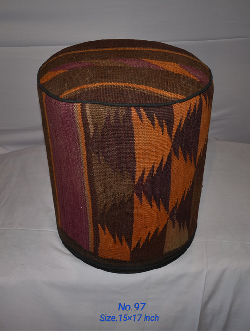 One of a Kind Kilim Rug Pouf Ottoman foot stool - #97 - Crafters and Weavers