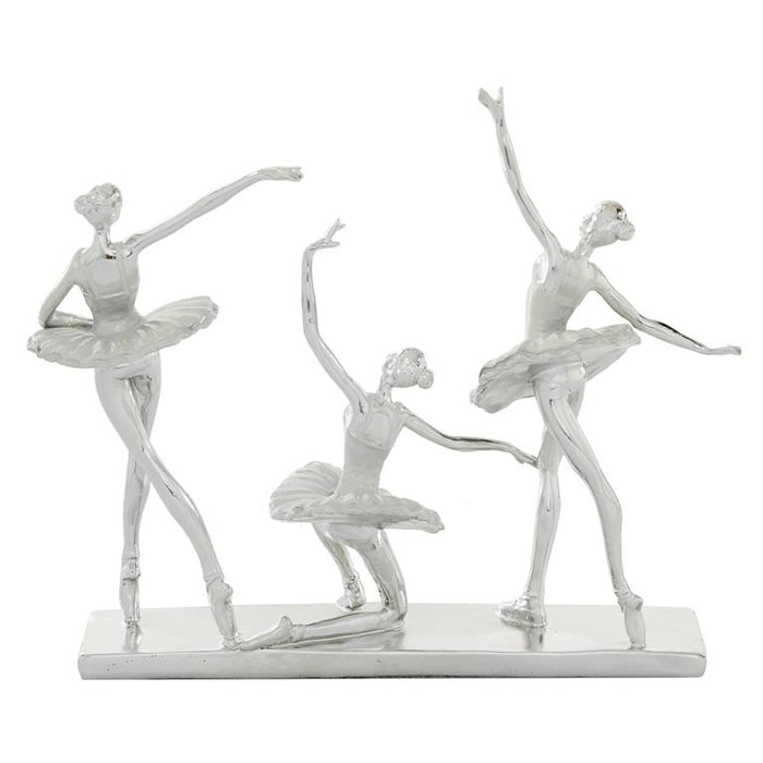 SILVER GLAM DANCER SCULPTURE, 14" X 4" X 12"