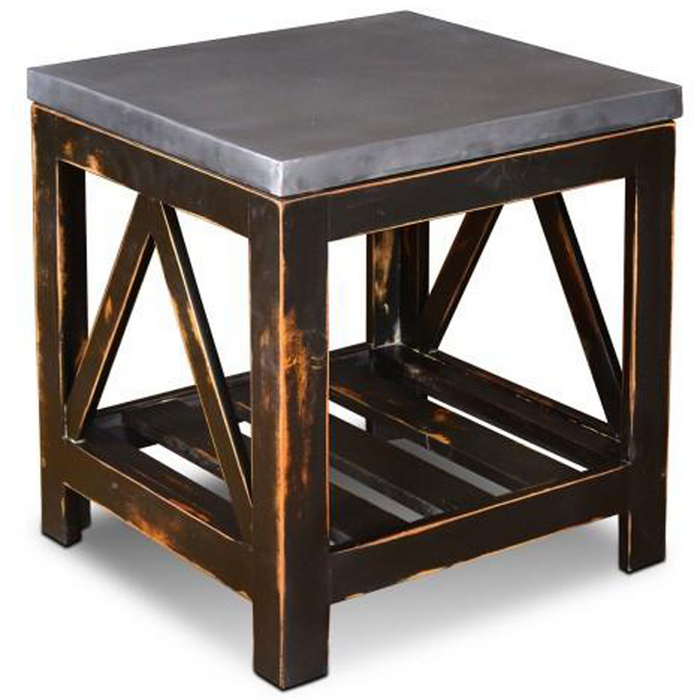 Elements Collection Zinc Top End Table - Crafters and Weavers