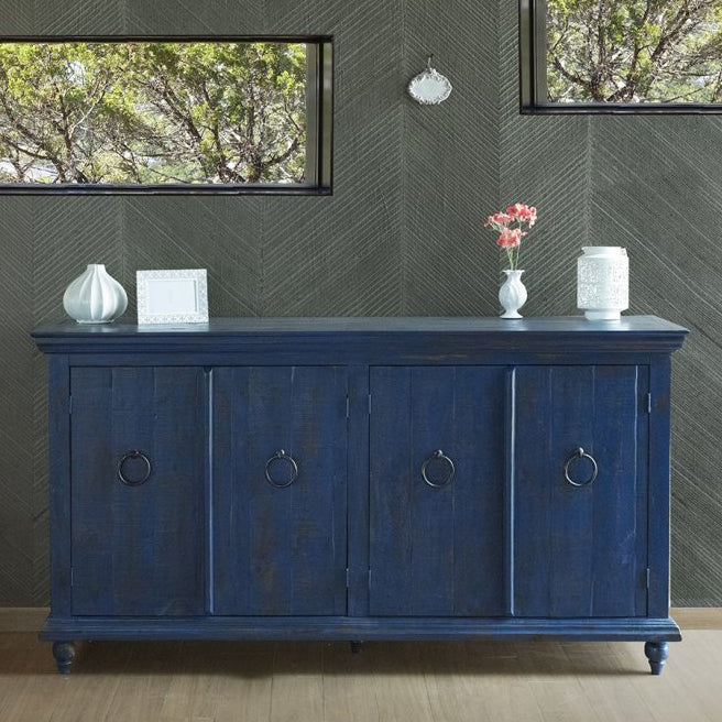 Macao 4 Door Sideboard - Blue - 73" - Crafters and Weavers