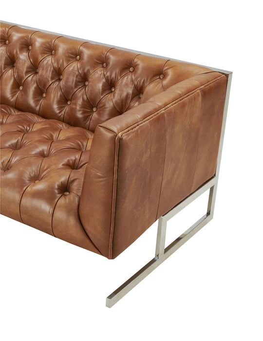 Miranda Contemporary Chesterfield Sofa - Light Brown Leather