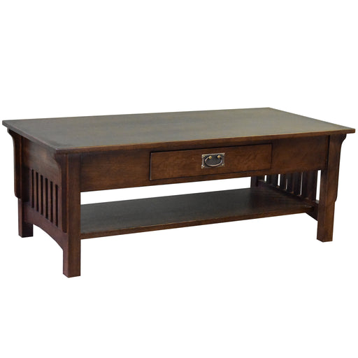 Mission Crofter Style 1 Drawer Coffee Table - Walnut Stain - Crafters and Weavers
