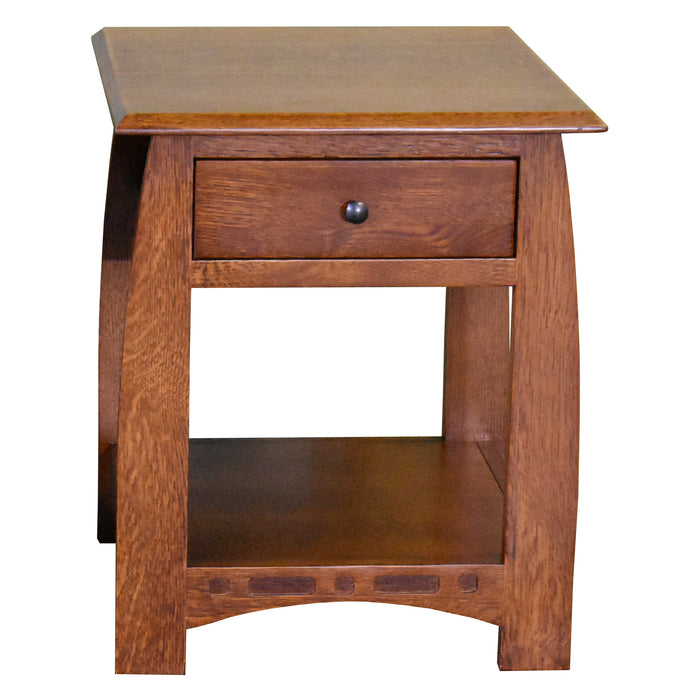 Mission Quarter Sawn White Oak 1 Drawer Inlay End Table - Model A24 - Crafters and Weavers