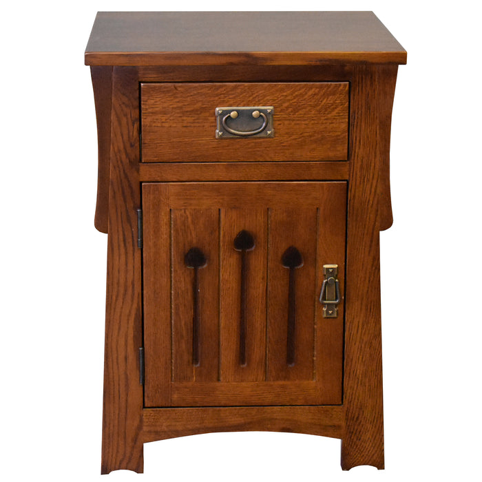 Mission Style Solid Quarter Sawn Oak Keyhole Nightstand - Model A26 - Crafters and Weavers