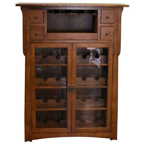 Mission / Arts and Crafts Quarter Sawn White Oak Wine Cabinet - 45" - Crafters and Weavers