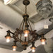 Antique Cast Bronze 1920's Arts and Crafts / Tudor Style Chandelier - Crafters and Weavers