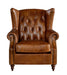 SOLD OUT Tufted English Rolled Arm Wing Chair - Light Brown Leather - Crafters and Weavers