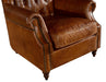 SOLD OUT Tufted English Rolled Arm Wing Chair - Light Brown Leather - Crafters and Weavers