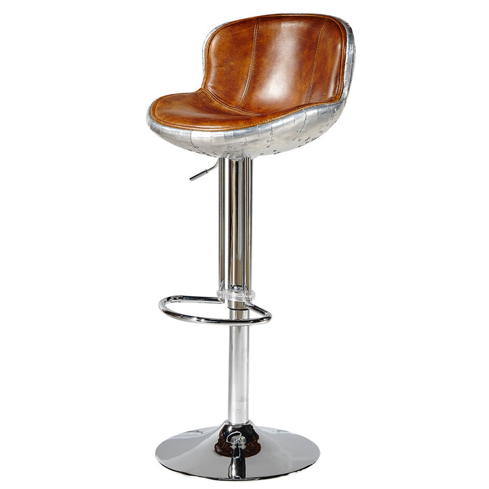 Cruz Adjustable Bar Stool with Metal Spitfire Shell - Crafters and Weavers