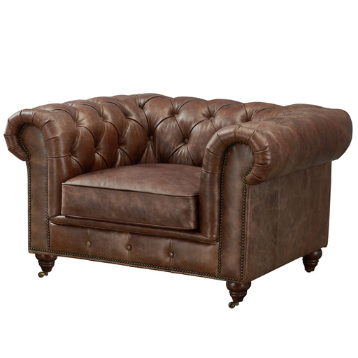 Contemporary Chesterfield Quality Grain Leather Arm Crafters and Weavers