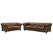 Century Chesterfield Sofa - Bark Brown Leather - Crafters and Weavers