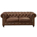 Century Chesterfield Love Seat - Bark Brown Leather - Crafters and Weavers