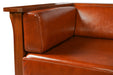 Arts and Crafts / Craftsman Cubic Panel Side Love Seat - Russet Brown Leather (RB2) - Crafters and Weavers