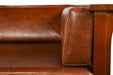 Arts and Crafts / Craftsman Cubic Slat Side Sofa - Chestnut Brown Leather - Crafters and Weavers