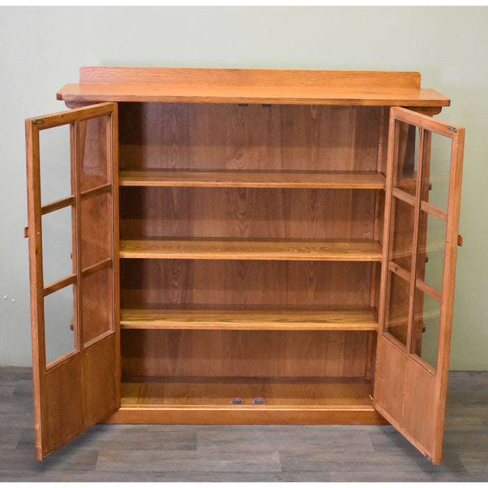 Mission Double Door Bookcase with Side Shelves - Michael's Cherry (MC1) - Crafters and Weavers