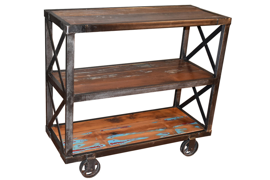 SOLD OUT Ventura Solid Wood 3 Tier Industrial Bookcase - Crafters and Weavers